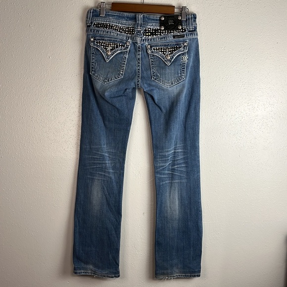 Miss Me jeans size 30 rhinestones distressed medium wash - Picture 5 of 11